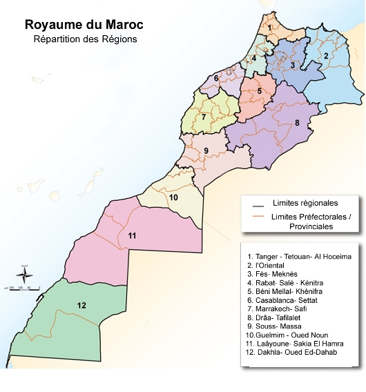 Découpage régional Maroc